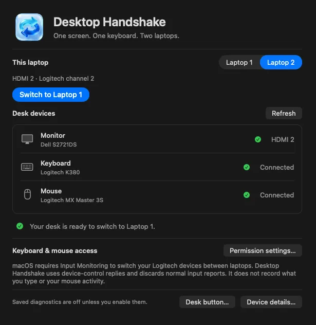 Desktop Handshake, screen 1